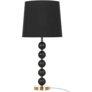 Tafellamp Zwart met Goud Staal/Polyester/Katoen 75 cm Decoratieve Lampvoet Lang Koord met Schakelaar Industrieel Design Woonkamer Salon