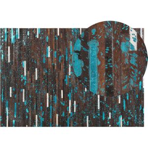 KISIR - Patchwork vloerkleed - Bruin - 140 x 200 cm - Koeienhuid leer