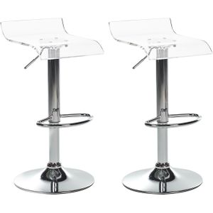 Set van 2 barkrukken barstoelen transparant acryl draaistoel gaslift verstelbare hoogte modern ontwerp
