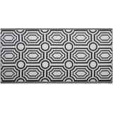 Buitenkleed zwart/wit polypropyleen geometrisch patroon omkeerbaar 90 x 180 cm