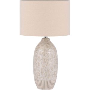 Tafellamp in Beige met Discrete Decoraties Keramiek 57 cm Lang snoer met Schakelaar Woonkamer Glamour