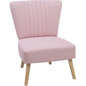 Fauteuil stof roze armloze accent stoel armloze verticale tufting houten poten