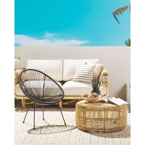 Moderne accent stoel rond rotan PE staal woonkamer zwart Acapulco II