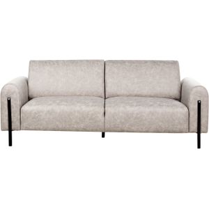 Bank grijs stof metalen poten 3-zitsbank kunstleer klassieke sofa verstelbare rugleuning woonkamer moderne stijl