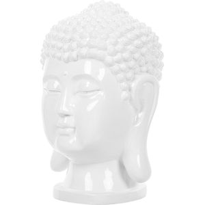 Decofiguur wit polyresin glanzend Buddha 41 cm