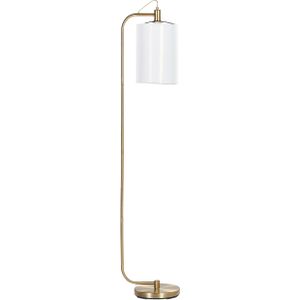 Vloerlamp staande lamp wit linnen lampenkap metalen basis 156 cm verlichting modern glamour ontwerp