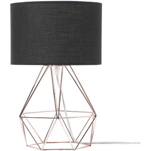 Tafellamp koper metaal 35 cm stoffen lampenkap zwarte voet ruitvormig modern ontwerp
