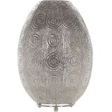 Tafellamp zilver metaal 30 cm lantaarn vorm marokkaans ontwerp lang snoer met schakelaar boho stijl