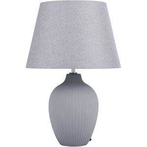 Tafellamp grijs keramiek 52 cm lampenkap nachtlamp woonkamer slaapkamer verlichting retro stijl