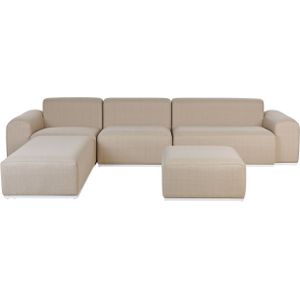 Loungeset buiten beige olefine bekleding aluminium frame 7-zits omkeerbaar modulair tuin terras balkon