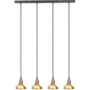 Hanglamp messing metalen basis 4 lichtpunten woonaccessoires verlichting woonkamer eetkamer