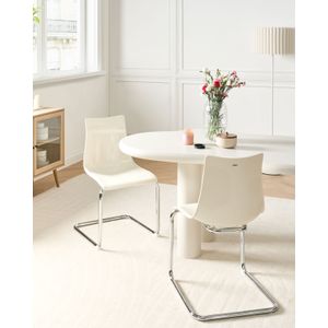 Set van 2 eetkamerstoelen modern plastic zitting off-white sledestoelen Marshall