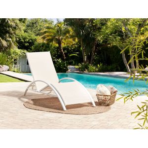 Ligstoel Stalen Frame Inklapbare Verstelbare Rugleuning Tuinmeubilair Beige Gaeta