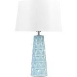 Tafellamp Blauw Keramiek Glanzende Voet Stoffen Kap Getextureerde Nachtlamp Bureaulamp Modern Design