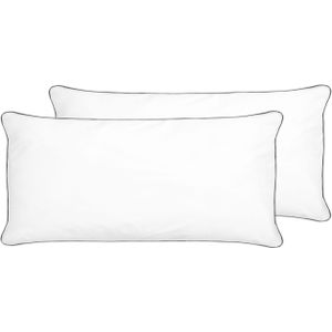 Set van 2 hoofdkussen wit Japara katoen 40 x 80 cm polyester vezelvulling slaapkamer modern