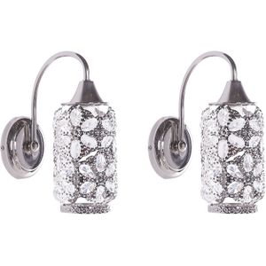 Wandlamp set van 2 zilver-kleurig metaal bloemdetail modern vintage glamour