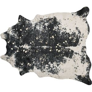 Vloerkleed Zwart en Wit Imitatieleer 150 x 200 cm met Spots Onregelmatig Modern Rustiek