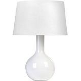 Tafellamp Wit Keramiek Stoffen Kap Glanzend Nachtlamp Bureaulamp Klassiek Design