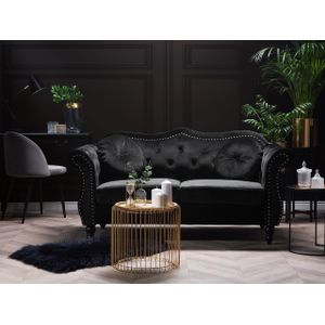 Tweezitsbank - Zwart - Fluweel - Met Extra Kussens