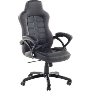 Bureaustoel zwart/donkerbruin kunstleer zitvlak in hoogte verstelbaar 360° draaibaar met wielen ergonomisch modern
