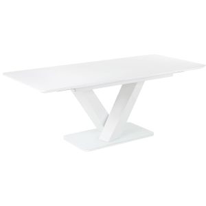Uitschuifbare eettafel wit glazen blad MDF 160/200 x 90 cm Modern Design Rechthoekig