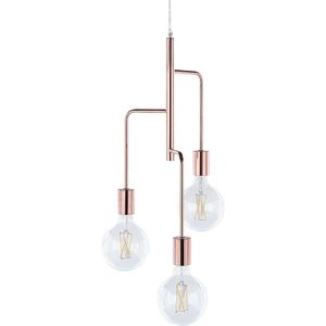 Hanglamp 3 lichten koper hangend loft stijl industrieel