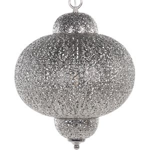Hanglamp zilver metaal gesneden patronen marokkaans ontwerp vintage