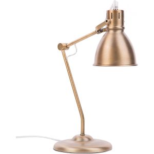 Bureaulamp messing staal 44 cm verstelbare kap draaibare arm kabel met schakelaar industriële look