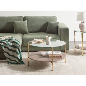 Salontafel - Rond - Goud - Metaal en Veiligheidsglas