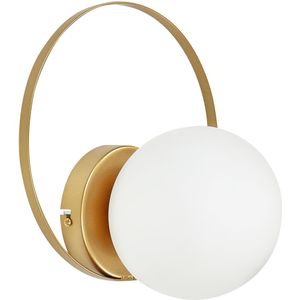 Wandlamp 1 licht goud wit glas ijzer bolkap lampenkap verlichting slaapkamer woonkamer modern