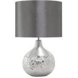 Tafellamp zilver porselein nep zijde lampenkap 43 cm traditioneel woonkamer