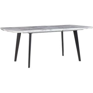 Eettafel marmer effect MDF zwart ijzer poten uitschuifbaar tafelblad rechthoekig 160/200 x 90 cm modern design