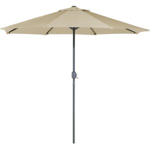 Parasol grijs/beige polyester aluminium rond ⌀ 266 cm LED-verlichting tuin terras balkon