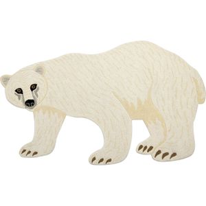 Kinderdeken wit wol katoen achterkant 100 x 160 cm speelkleed dier ijsbeerprint kinderkamer slaapkamer