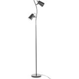 Staande lamp zwart metaal 149 cm 2-lampen dubbel lampenkap woonkamer licht