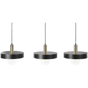 Hanglamp zwart/goud metaal 118 cm 3-lichts rond modern design keuken eetkamer