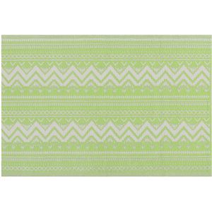 Buitenkleed groen/wit polypropyleen geometrisch patroon 120 x 180 cm