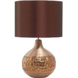 Tafellamp bruin porselein nep zijde lampenkap 43 cm traditioneel woonkamer