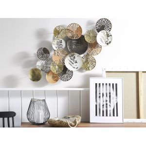 Wanddecoratie Koper/Goud 50 X 91 cm Metalen Cirkels met Geponste Gaten Woonkamer Eetkamer Hal Modern Ontwerp