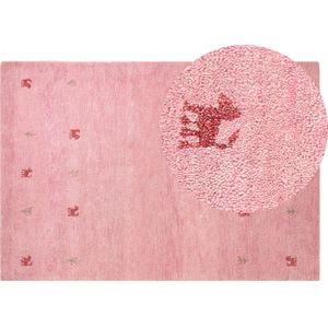 YULAFI - Modern vloerkleed - Roze - 140 x 200 cm - Wol