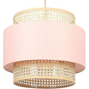 Hanglamp naturel roze rotan polyester boho lampenkap verlichting hangende lamp