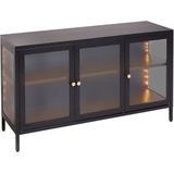 3-deurs dressoir met LED zwart staal gehard glas verstelbare planken woonkamer meubels vitrinekast modern