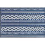 Buitenkleed blauw/wit polypropyleen geometrisch patroon 120 x 180 cm