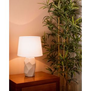 Moderne Minimalistische Tafellamp Leeslamp Roze Keramiek Basis Lampenkap Kegelvormig Wit