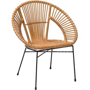 Rotan stoel naturel lichtbruin riet zwart metalen stoelen papasan woonkamer eetkamer