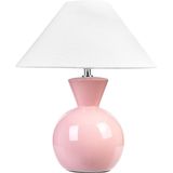Tafellamp Roze Keramiek Glanzende Voet Stoffen Kap Nachtlamp Bureaulamp Modern Design