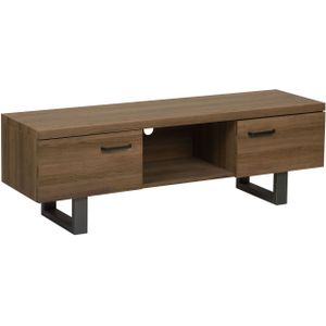 TV-meubel Donker houtkleur MDF-plaat Metaal 47 x 140 x 41 cm Industriële stijl 2 deuren Elegant Trendy Multifunctioneel Woonkamer
