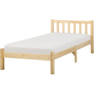 Houten bed lichthout 90 x 200 cm met lattenbodem natuurlijk eenpersoonsbed slaapkamer meubels