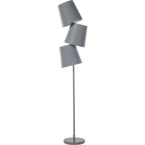 Staande lamp grijs metaal 164 cm tripel polyester klassieke lampenkap modern ontwerp