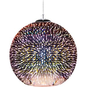 Hanglamp koper zeer glanzend reflecterende glazen bal schaduw eclectisch glamoureus ontwerp